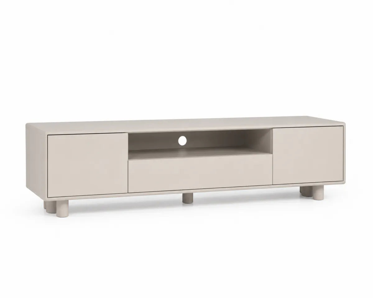Beżowa szafka RTV z płyty MDF 150x40x45 cm