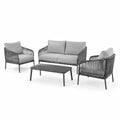Zestaw mebli ogrodowych z sofa i fotelami, szary, stal, poliester, 2-osobowy