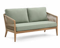 Drewniana sofa ogrodowa z poduszkami z tkaniny akrylowej zielona 190 cm