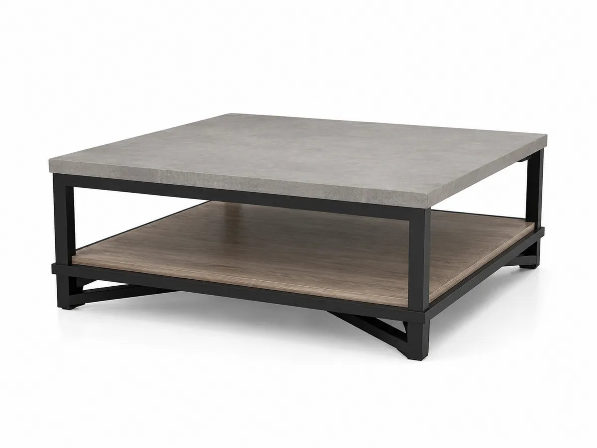 Kwadratowy stolik kawowy z betonu i stali 90x90x40 cm