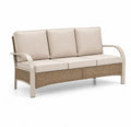 Sofa ogrodowa 3-osobowa aluminium, syntetyczna plecionka, beżowa