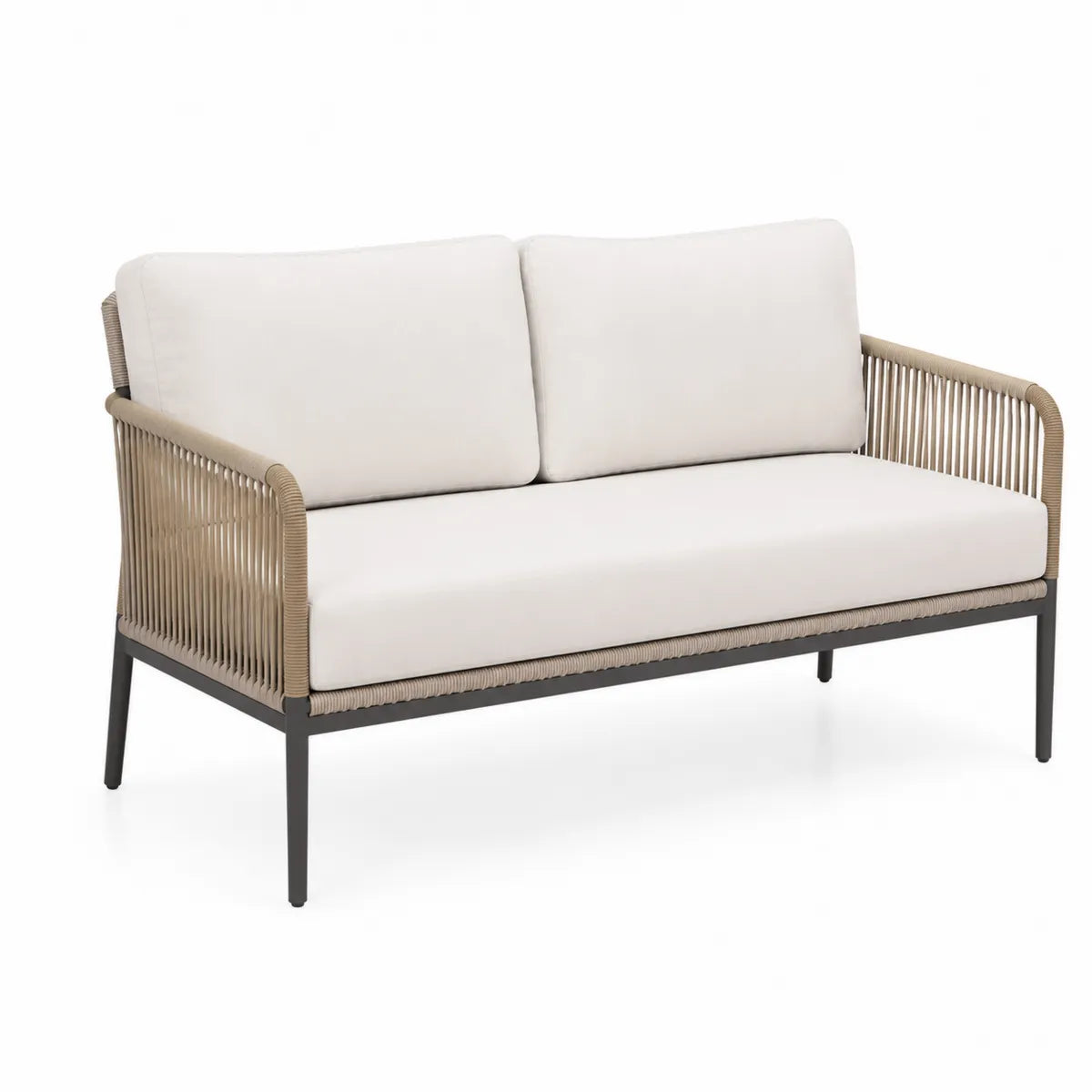 Sofa dwuosobowa aluminiowa beżowa 120cm