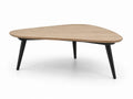 Stolik kawowy drewniany z metalowymi nogami, 120 cm