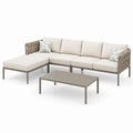 Zestaw mebli ogrodowych z aluminium, sofa modułowa z poduszkami i stolik