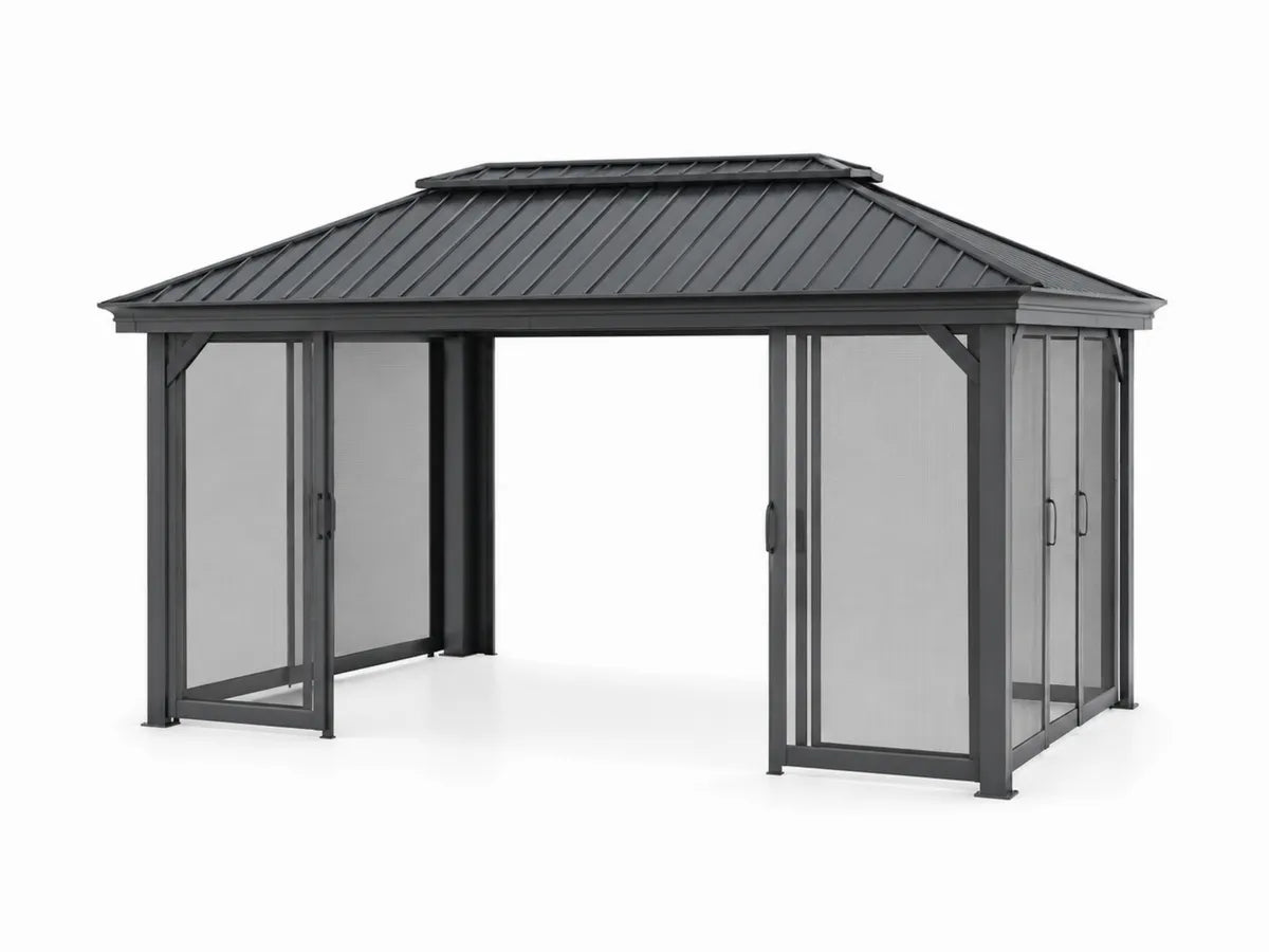 Altana metalowa z hartowanego szkła 8 mm 300x400x280 cm ciemnoszara