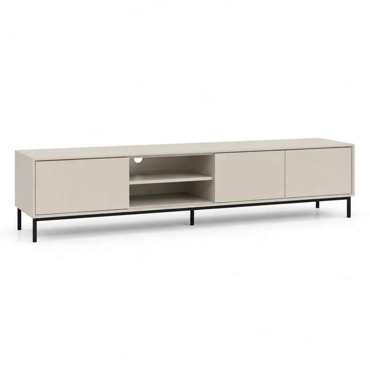 Szafka RTV MDF beżowa z metalowymi nogami 180x40x45 cm