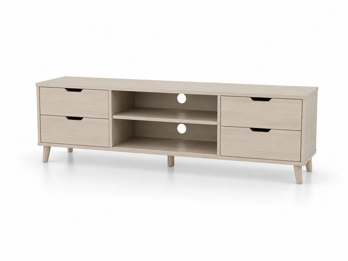 Szafka RTV z jasnego dębu z szufladami 150x40x50 cm