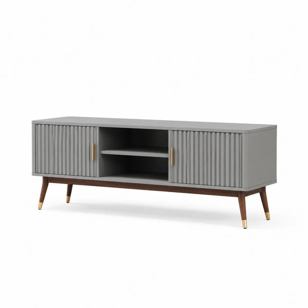 Szafka RTV szara MDF i drewno 120 cm