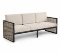 Trzyosobowa sofa ogrodowa z aluminiową ramą, beżowe poduszki